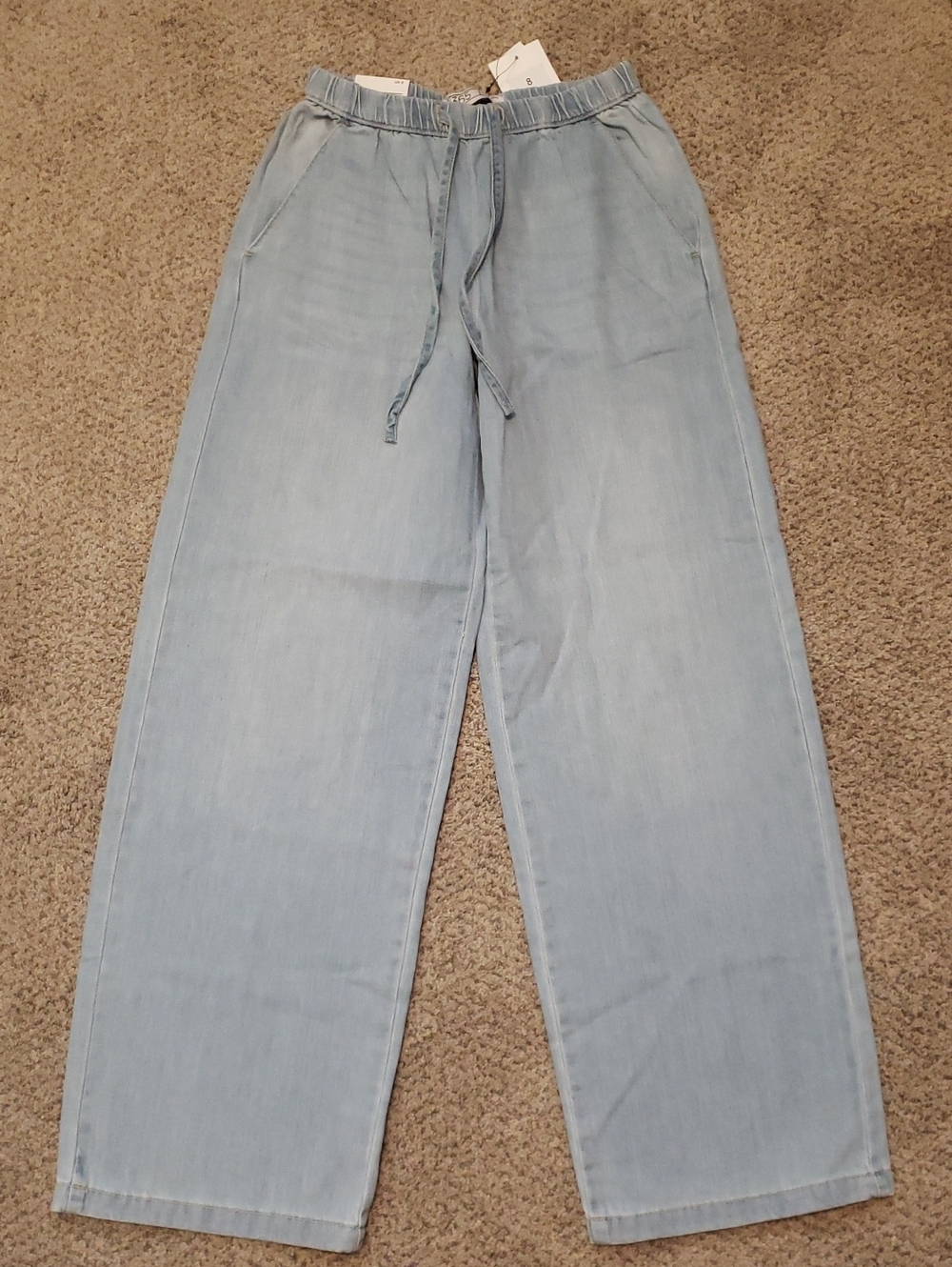 Light Blue Relaxed Drawstring Jeans